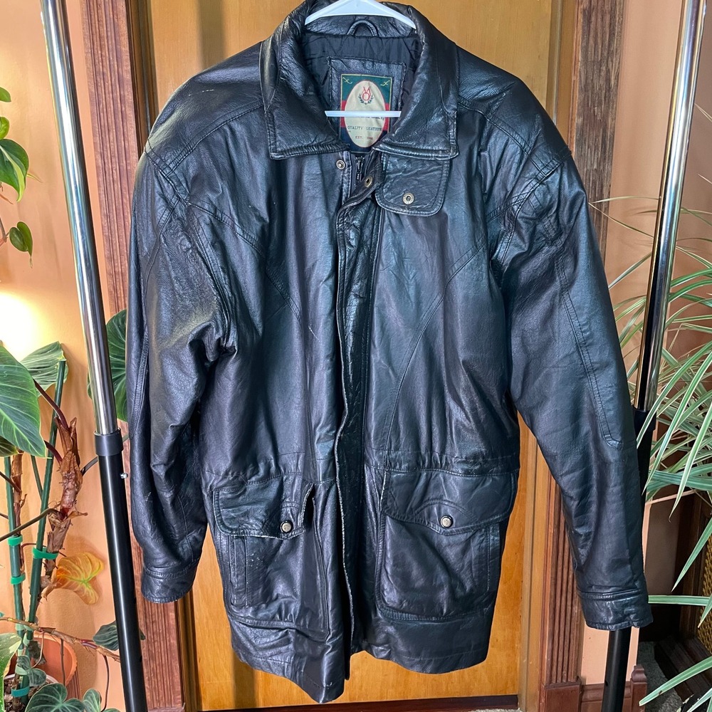 Vintage Members Only Black Leather Jacket Mens Large 80s 90s Biker Goth Grunge